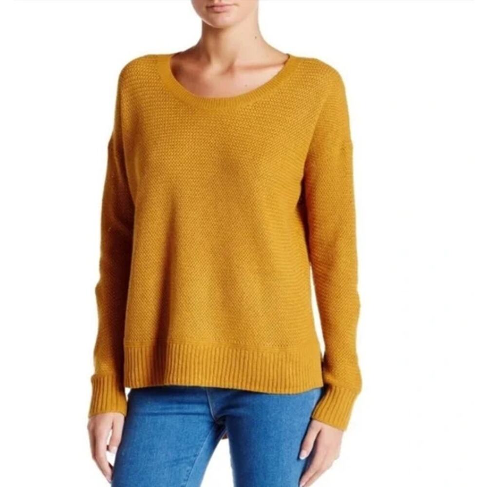 MADEWELL Riverside Texture Sweater Scoop Neck Relaxed Fit Mustard Yellow Size XS